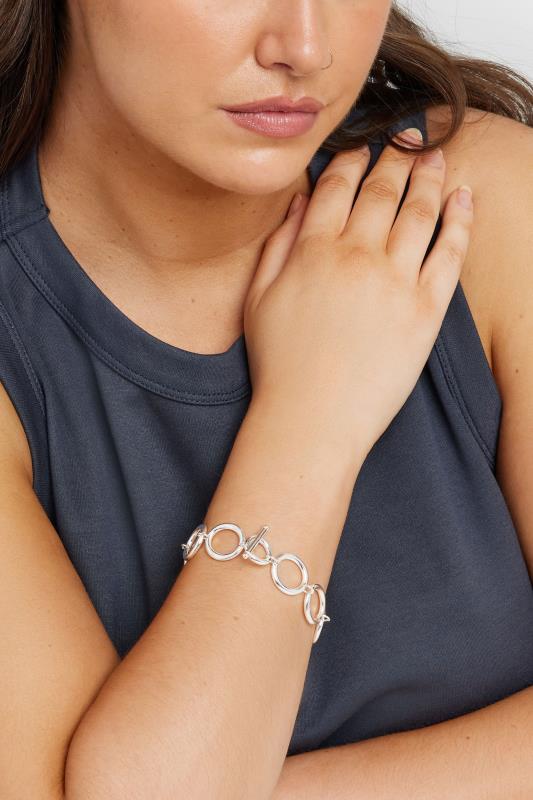 Plus Size  Silver Tone Circle Chain Bracelet