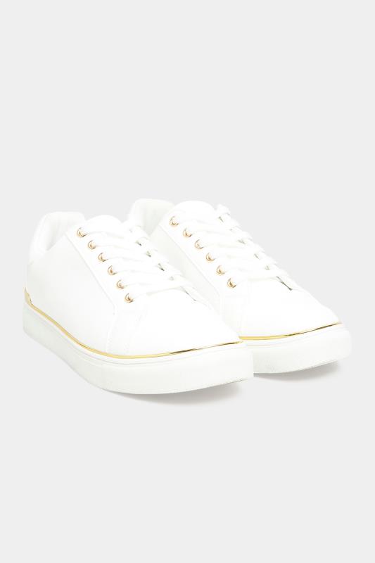 White & Gold Hardware Trainers In Extra Wide EEE Fit_A.jpg
