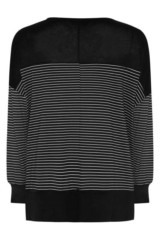 YOURS Plus Size Curve Black & White Stripe Colour Block Top | Yours Clothing 7