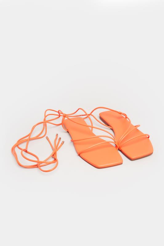 LTS Orange Strappy Flat Sandals In Standard Fit | Long Tall Sally 2