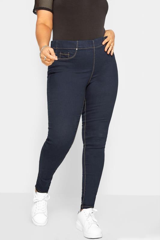 YOURS FOR GOOD Curve Indigo Blue Pull On JENNY Jeggings 1