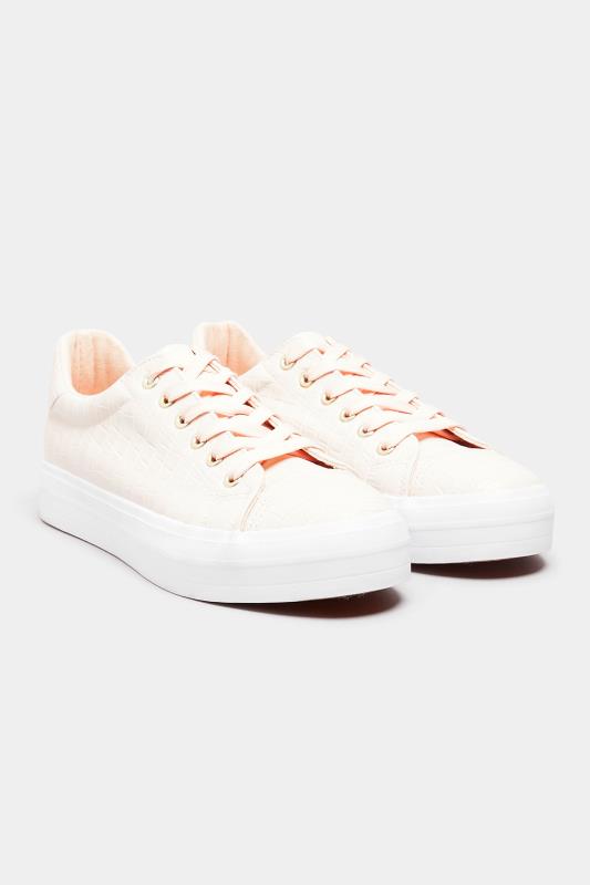 Pink Croc Trainers In Wide Fit | Yours Clothing 2