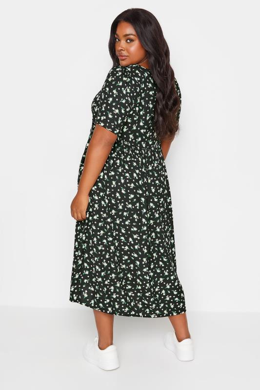YOURS Curve Black Daisy Print Smock Midaxi Dress | Yours Clothing 3