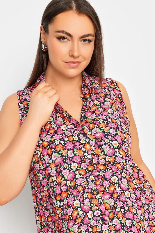YOURS Plus Size Pink Floral Print Sleeveless Blouse | Yours Clothing 4