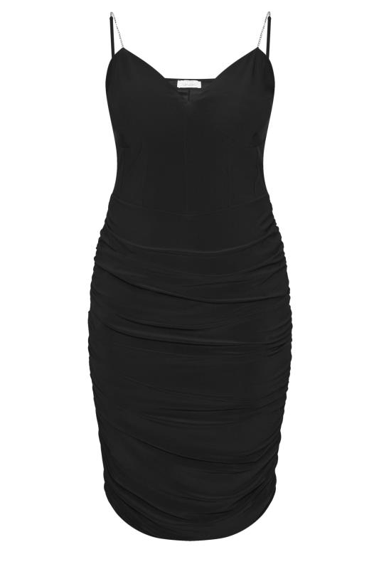 YOURS LONDON Plus Size Black Diamante Strap Dress | Yours Clothing 5