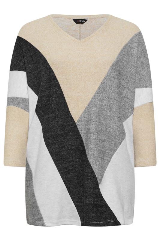 Plus Size Beige Brown Colour Block Soft Touch Jumper | Yours Clothing 5