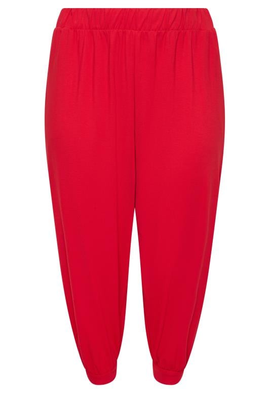YOURS Plus Size Red Cropped Harem Joggers | Yours Clothing 5