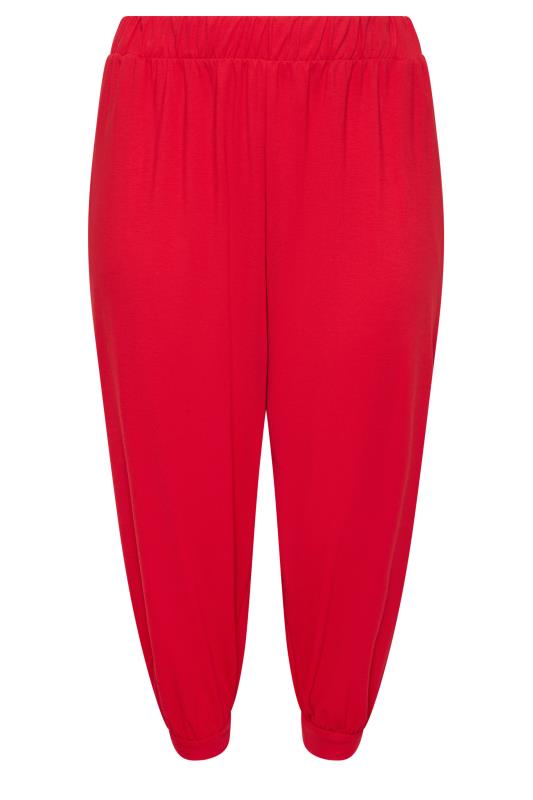 YOURS Plus Size Red Cropped Harem Joggers | Yours Clothing 5