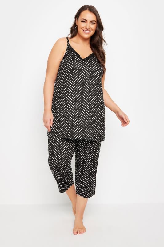 YOURS Plus Size Black Spot Print Pyjama Set | Yours Clothing 2