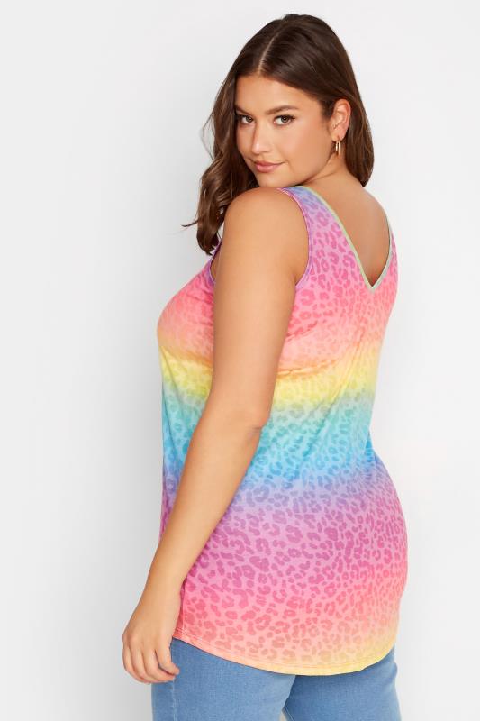 YOURS Plus Size Pink Animal Print Burnout Swing Vest Top | Yours Clothing 3