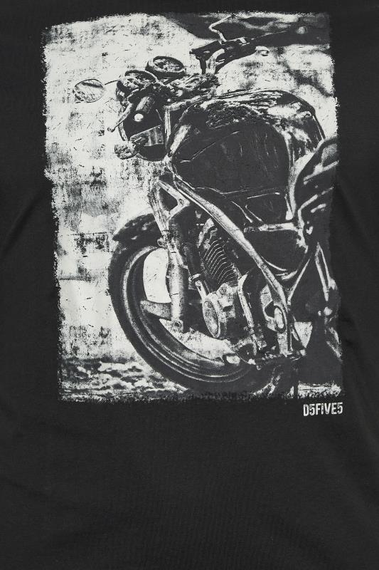 D555 Big & Tall Black Motorbike Printed T-Shirt | BadRhino 2