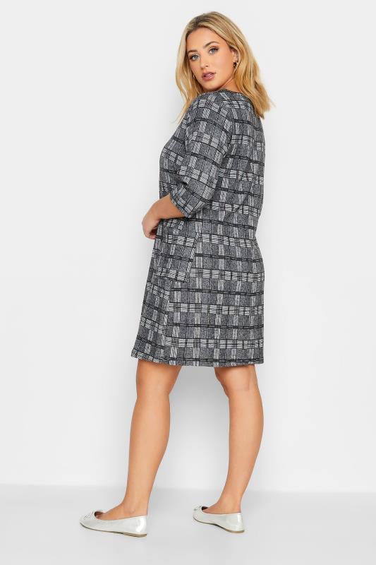Plus Size Grey Check Print Soft Touch Tunic Dress | Yours Clothing 3