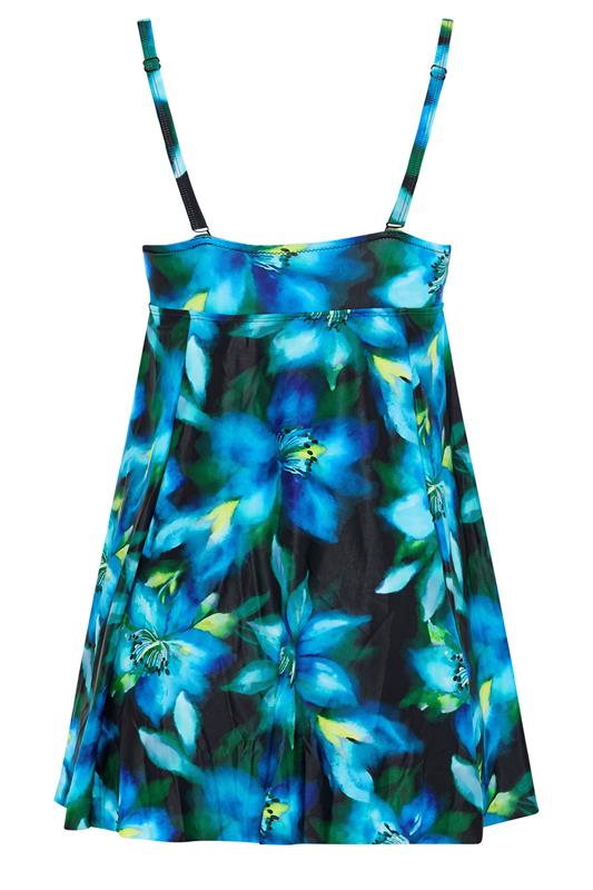 M&Co Blue Blurred Floral Print Knot Front Swimdress | M&Co 7