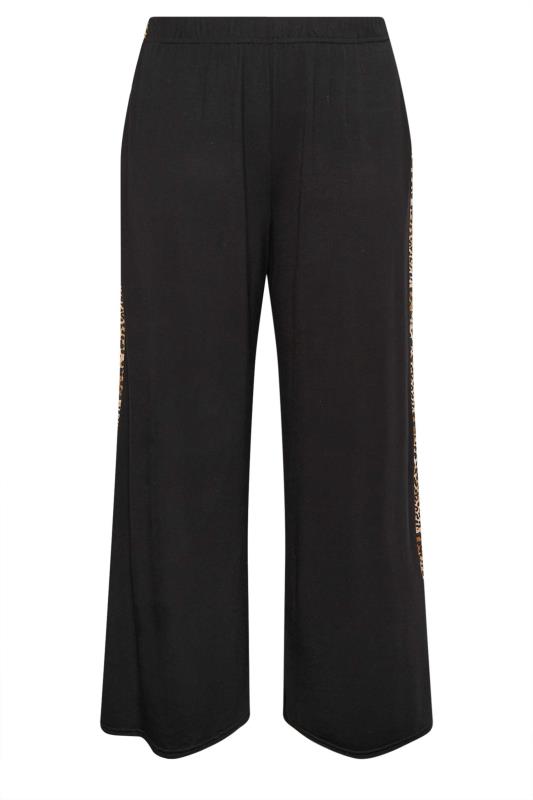 LIMITED COLLECTION Plus Size Black Leopard Print Stripe Wide Leg Trousers | Yours Clothing 5