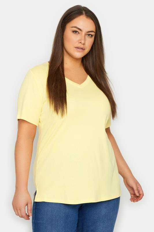  Grande Taille Evans Yellow V-Neck T-Shirt