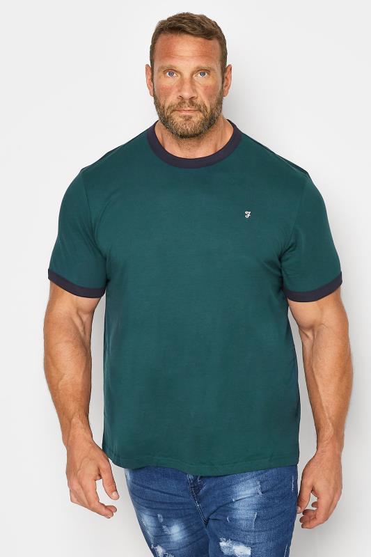 Men's  FARAH Big & Tall Teal Blue Ringer T-Shirt