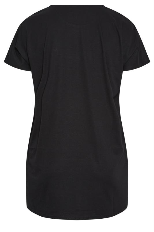 YOURS Plus Size Black Embellished Front T-Shirt | Yours Clothing 7