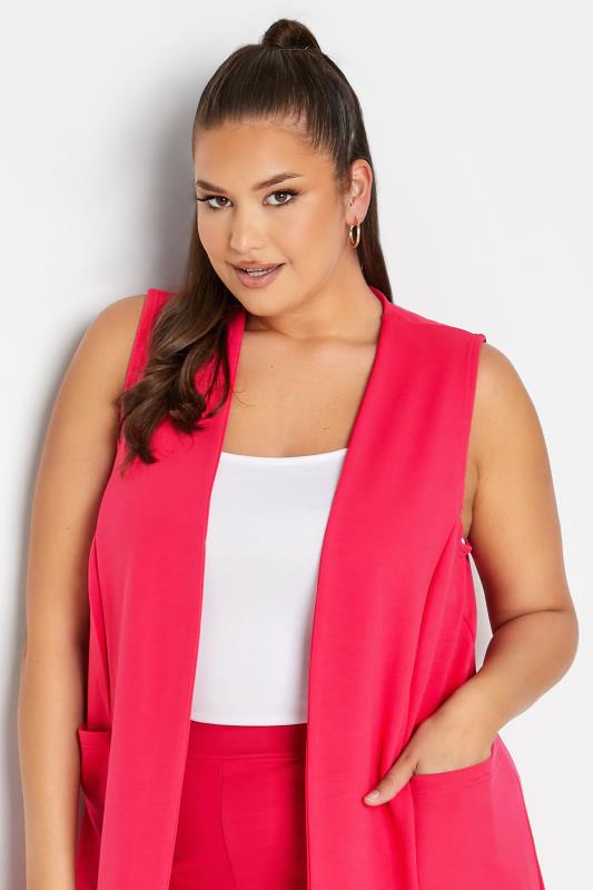 LIMITED COLLECTION Curve Hot Pink Sleeveless Blazer | Yours Clothing 4