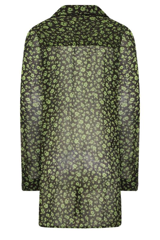 Tall Women's LTS Black & Green Floral Print Longline Shirt | Long Tall Sally 7