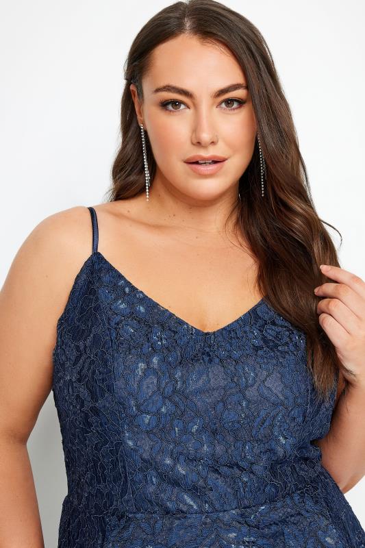YOURS LONDON Plus Size Navy Blue Lace Midi Dress | Yours Clothing 5