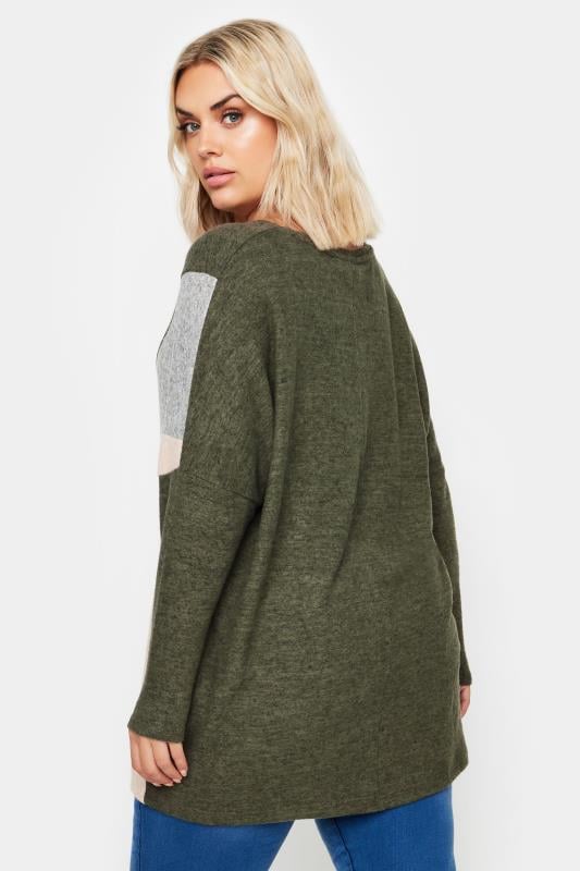 YOURS Plus Size Green Colour Block Sweatshirt | Yours Clothing 3