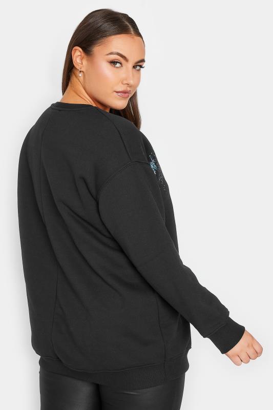 YOURS LUXURY Plus Size Black Zig Zag Sequin Embellished Sweatshirt | Yours Clothing 4