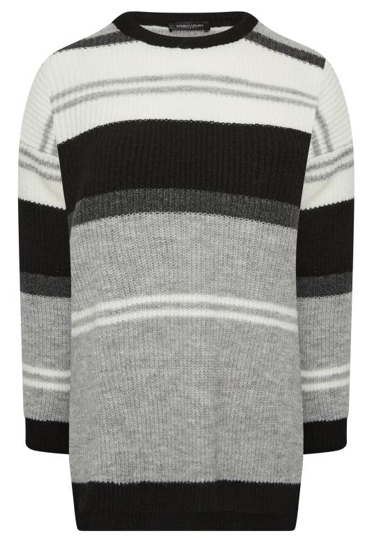 YOURS LUXURY Plus Size Grey Stripe Longline Jumper | Yours Clothing 7