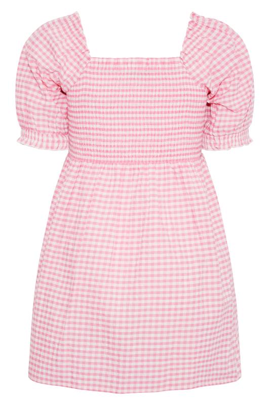 Plus Size Pink Gingham Shirred Top | Yours Clothing 6