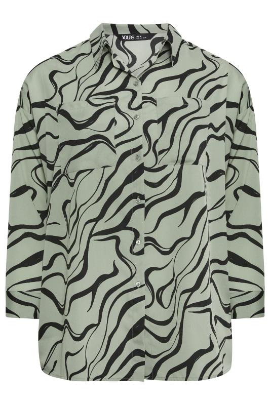 YOURS Plus Size Green Swirl Print Shirt | Yours Clothing 5