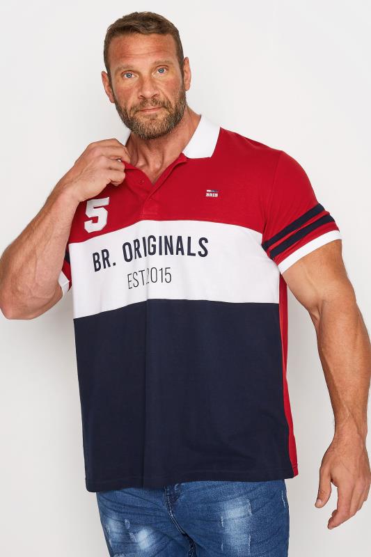 Men's  BadRhino Big & Tall Red Colour Block Logo Polo Shirt