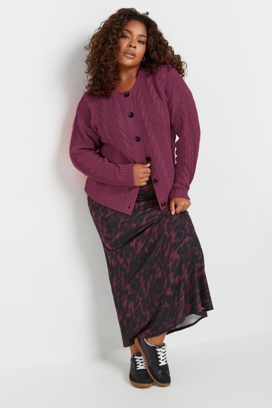 LIMITED COLLECTION Plus Size Burgundy Red Leopard Print Maxi Skirt | Yours Clothing 2