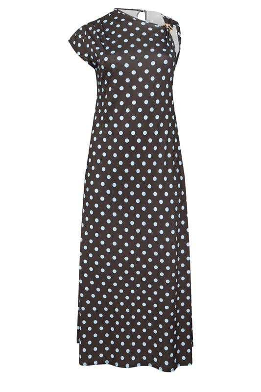 YOURS LONDON Plus Size Chocolate Brown Polka Dot Buckle Detail Dress | Yours Clothing 6