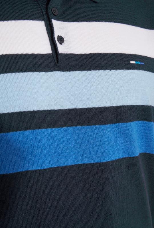 BadRhino Big & Tall Navy Blue Stripe Print Knitted Polo Shirt_S.jpg