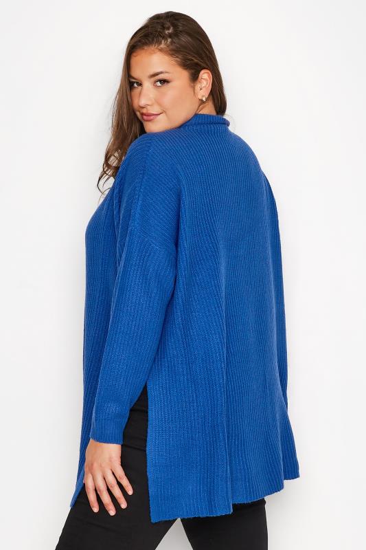 Plus Size Blue Zip Neck Jumper | Yours Clothing 3