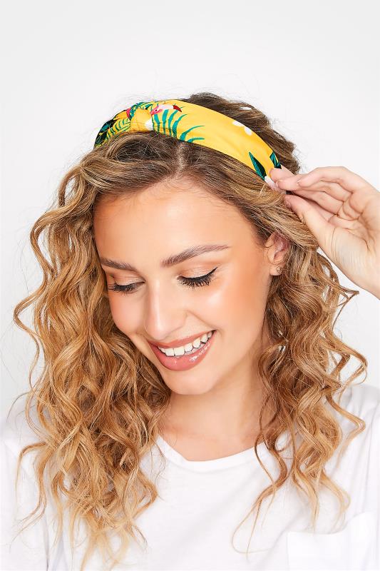 Yellow Tropical Print Knot Headband 2