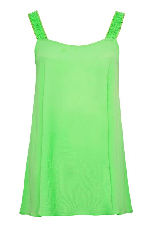 LIMITED COLLECTION Plus Size Bright Green Shirred Strap Cami Vest Top | Yours Clothing  2