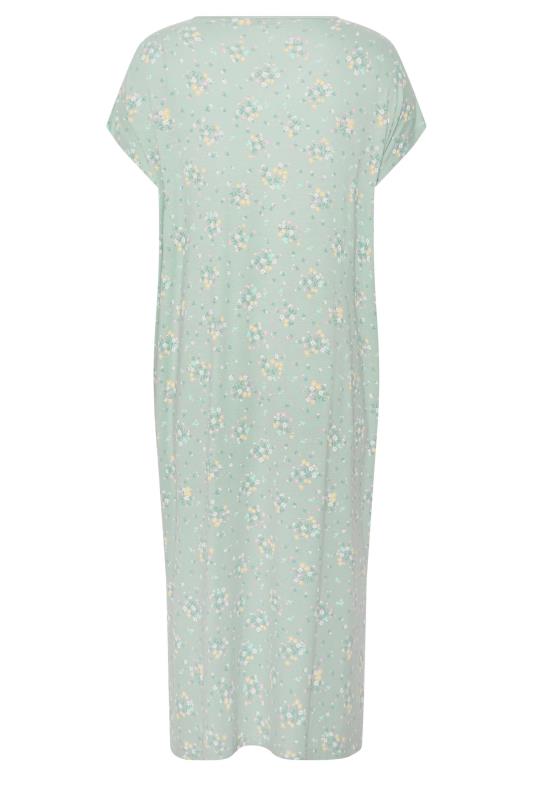 YOURS Curve Plus Size Green Floral Print Soft Touch Nightdress | Yours Clothing  6