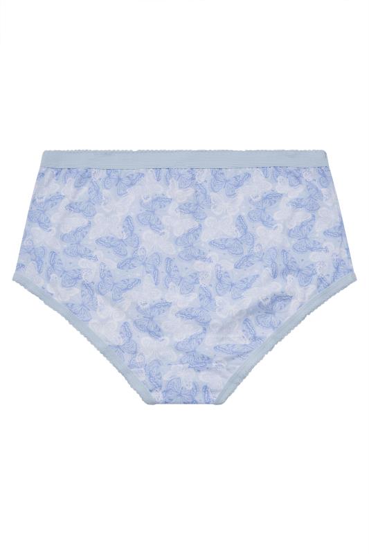 Plus Size 5 PACK Blue Butterfly Print Full Briefs | Yours Clothing  4