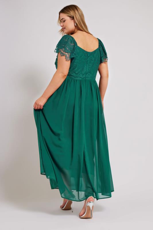 YOURS LONDON Plus Size Green Lace Wrap Maxi Dress | Yours Clothing 4