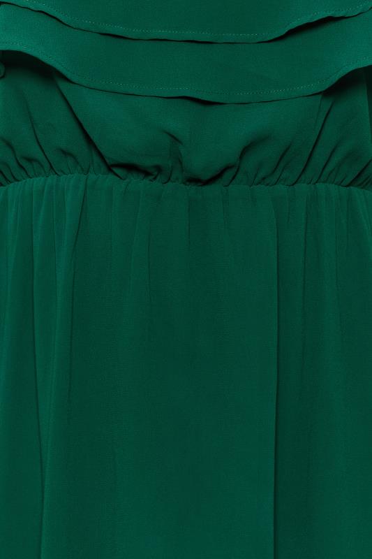 YOURS LONDON Plus Size Forest Green Bardot Ruffle Maxi Dress | Yours Clothing 5