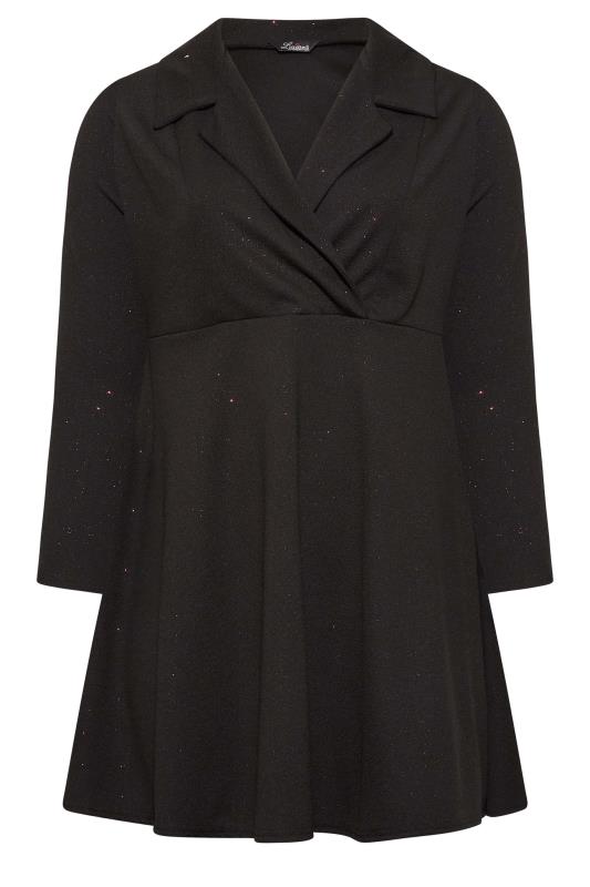 Curve Plus Size Black Glitter Blazer Dress | Yours Clothing 6