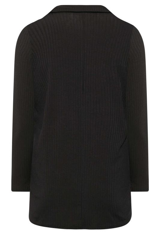 Curve Black Long Sleeve Ribbed Collar Top | Yours Clothing 7