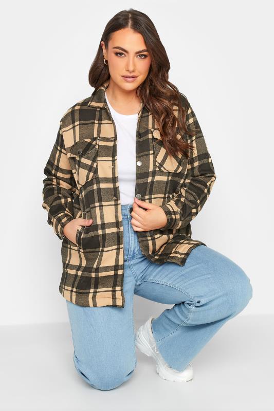  YOURS Curve Beige Check Shacket