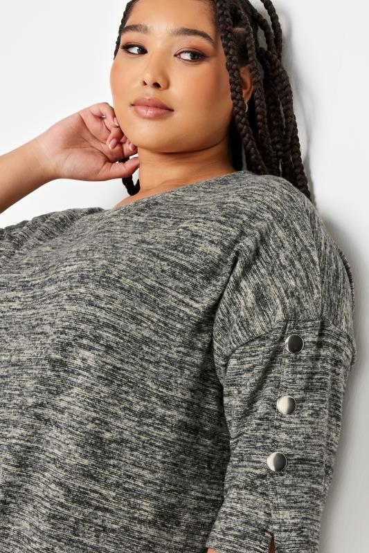 YOURS Plus Size Grey Soft Touch Button Detail Top | Yours Clothing 4