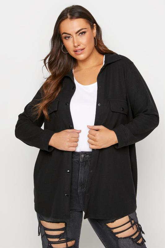  Grande Taille Black Soft Touch Shacket