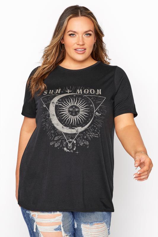 LIMITED COLLECTION Curve Black Sun & Moon Graphic Print T-Shirt 1