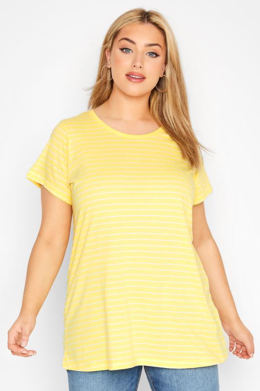 Curve Yellow Stripe Short Sleeve T-Shirt_AR.jpg
