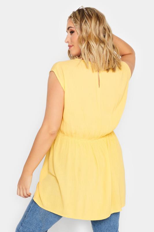 LIMITED COLLECTION Plus Size Yellow Crinkle Boxy Peplum Vest Top | Yours Clothing 4