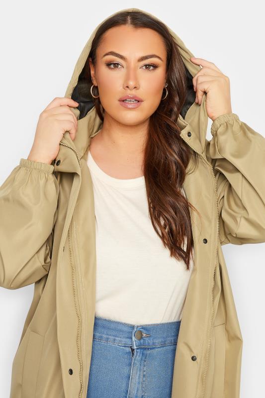 YOURS LUXURY Curve Beige Brown Longline Raincoat | Yours Clothing 4
