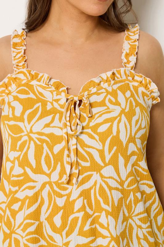 YOURS Plus Size Yellow Abstract Frill Vest Top | Yours Clothing 4